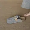 Fivela de Cinto Versátil Retrô Sandália Plataforma Birkenstock Sapatos Verão Novo Estilo Europeu e Americano Slip-On Bico Fechado Meia Sapatilha para Mulheres