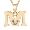 Collar de 26 letras inglesas con incrustaciones de circonita de cobre, colgante de letra simple de lujo ligero, cadena para clavícula de nombre personalizado, accesorio para mujer