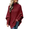 Amazon En Stock Otoño/Invierno 2026 Nuevo Suéter de Punto Trenzado con Mangas Murciélago Estilo Europeo Americano Cuello Alto Redondo Prendas de Punto tipo Capa