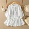 Camisa Ligera Hermosa de Algodón Lino 2026 Nuevo Verano Holgada Súper Hada Reductora de Edad Blusa Top de Muñeca