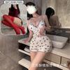 Traje Sexy y Sexy con Estampado Floral de Cerezas Que Se Puede Usar Afuera, No Hay Necesidad de Quitarse los Tirantes, Pijama de Cuello en V y Almohadilla en el Pecho, Cómodo para el Hogar