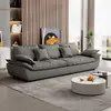 Sofá de Lujo Ligero Estilo Italiano para Salas Pequeñas, Sofá Perezoso Recto Minimalista Moderno de Tres Plazas con Algodón de Seda