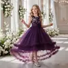 Vestido Infantil de Comercio Exterior con Estampado Dorado y Bordado, Vestido de Malla, Vestido Infantil para Niñas de las Flores de Boda, Vestido Abullonado, Vestido Formal para Niños Mayores