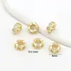 Anel de Ouro Real 18K com Zircônia Diamantada Separado por Contas Roda de Ouro Contas Quadradas Escada Coração Contas Soltas Acessórios para Miçangas DIY C45