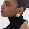 Pendientes de Tachuela Redondos Completos de Circonita Diamantada Parpadeantes Estilo de Lujo Ligero Temperamento Personalidad Francesa Moda Versátil Joyería Redonda para Mujer Fuente de Fábrica Venta al por Mayor