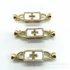 Hebilla de Oro Real de 18 Quilates que Conserva el Color, Hebilla de Collar con Circonita Micropavimentada, Conector de Perla Madre para Múltiples Filas, Accesorios de Joyería DIY