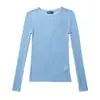 Top de Punto Transparente con Calados de Manga Larga, Nuevo Estilo Primavera/Verano Versátil Ajustado Cubre-Pantalón Blusa Chica Atrevida