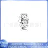 Panjiadora s925 Cobre Blanco Chapado en Plata Espaciador de Amor Trébol de Cuatro Hojas Amor Cadena Pequeña Colgante Pulsera Cuentas