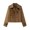 Comércio Exterior Transfronteiriço Outono 2026 Solto Casual Curto Jaqueta Trench Coat de Botão Duplo 1202762