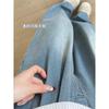Jeans Tencel Azules de Talla Grande para Mujer, Estilo Delgado de Verano, Corte Holgado para Figuras Curvilíneas, Adelgazantes de Seda Helada de Cintura Alta Rectos de Pierna Ancha