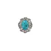 Anel oval deslumbrante azul e prateado estilo palácio com diamantes totais, design de nicho requintado e de luxo leve, anel de luxo de alta qualidade e alta resistência