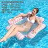 Cadeira Flutuante Inflável de Malha para Adultos Cama Flutuante Quadrada Listrada para Piscina Prancha Flutuante de Lazer para Praia ao Ar Livre