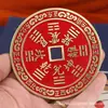 Moedas estilo antigo, artesanato vintage de latão, moedas antigas vermelho-cinábrio, pingentes de dinheiro fantasma de montanha, pingentes de dinheiro Bagua estilo chinês