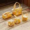 Fábrica Folhas de Outono Amarelo Logo em Breve Ter Dinheiro Brocado Viagem Conjunto de Chá Bolsa de Armazenamento Passeio Carregando Bolsa para Cerimônia do Chá Bolsa de Mão de Alta Qualidade