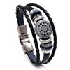 Pulsera de Cuero Tejida a Mano Nueva de Gran Venta Transfronteriza Anillo de Aleación Personalizado Creativo Decoración Pulsera Estilo Retro