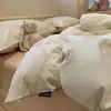 Conjunto de Roupa de Cama de Algodão Puro para Primavera e Verão, Conjunto de Quatro Peças, Capa de Edredom 100% Algodão, Conjunto de Três Peças com Listras Estilo Jie Liya para Quarto de Estudante