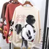 Blusa Falsa de Duas Peças Estilo Coreano Solta com Mickey para Mulheres, Jaqueta Modelo Novo 2026 Estilo Preguiçoso, Moletom de Manga Longa Plus Size para Outono e Inverno