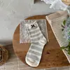 Songmu" Calcetines de Diseñador con Lazo para Mujer Calcetines de Media Pantorrilla Otoño/Invierno Nuevos Estilo Coreano Original Calcetines Apilados para Mujer