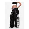 Calça de Moletom Feminina Nova Solta Estilo High Street Americano Garota Picante Suja Desgastada Cintura Dupla