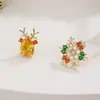 Joias Irregulares Presente de Natal Brincos Cravejados com Zircônia Floco de Neve Dourado Rena de Desenho Animado Brincos Fofos para Mulheres