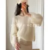 Atmosfera descontraída! Suéter feminino de outono, modelagem solta, quente, de mohair e lã de ovelha, malha macia 017