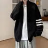 Suéter de Punto de Tres Rayas Chaqueta Cardigan para Hombre Otoño Invierno Doble Cremallera Tendencia al por Mayor Transfronterizo Suéter Cardigan para Hombre