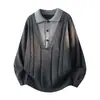 Suéter de estilo marroquí Old Money de dos piezas simuladas con cuello en V, cuello polo de cachemira sintética y diseño de punto texturizado