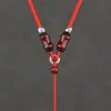 Collar con Colgante de Ágata Roja Natural y Ágata Negra Cordón Ajustable Estilo Grueso