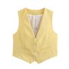Bzlz Ropa de Mujer para Comercio Exterior Europeo y Americano Chaleco/Chaleco Corto Estilo Blazer Color Sólido Color Caramelo Cuello en V