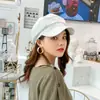 Sombrero octogonal rojo de malla transpirable de algodón y lino fino para mujer, estilo coreano moderno, estilo japonés, combinable, boina retro británica