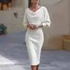 2026 Plataforma Independiente Europeo y Americano Transfronterizo Amazon Moda Cuello Oscilante Mangas de Murciélago Caídas Vestido de Longitud Media Ropa para Mujer