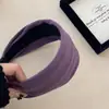 Faixa de cabelo com presilha de outono e inverno, de camurça roxa macia, tricô glutinoso, aba larga, design de nicho, acessórios de cabelo para o topo da cabeça