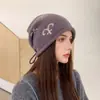 Chapéu Empilhável Feminino Outono Inverno Malha Cordão Jacquard Pulôver Chapéu Lã Quente Moda Casual Emagrecimento Facial Chapéu para Frio
