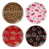 Bp038 Pratos de Papel Estampa de Leopardo Cereja para Festas de Feriado, Conjunto para 8 Pessoas, Pratos de Papel Descartáveis Decorativos Estampa de Leopardo