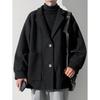 Casaco de Lã com Bolso Grande Masculino Inverno com Forro de Fleece Sensação Espessa Yuppies Bonito Moda Coreana Curto Casaco de Pele de Cordeiro