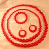 Aretes Retro Europeos y Americanos 2024 Pulsera de Cuentas Color Caramelo Colgante Exagerado Collar Dopamínico traje Joyería Mujer
