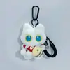Novo Pingente Doce e Legal de Morango Gatinho Preto Boneco de Pelúcia Fofo Chaveiro Pingente de Boneca Pingente para Mochila Escolar de Estudante