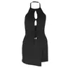 Nuevo Verano Estilo Europeo y Americano Transfronterizo Elegante Sin Espalda Ropa de Mujer Color Sólido Hueco Plisado Bodycon Falda Conjunto de Dos Piezas Venta al por Mayor