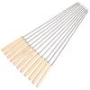 Brochetas de Acero Inoxidable para Barbacoa con Mangos de Madera, Agujas para Barbacoa con Mangos para Uso Doméstico y Comercial
