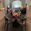 Conjunto de mesa redonda para casas pequenas, mesa de jantar de ardósia branca pura, mesa redonda doméstica, mesa de jantar para apartamento pequeno, mesa simples