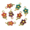 Acero Inoxidable Lindo Flor Colgante Doble Cara Gota de Aceite Accesorios DIY Colgante Pulsera Collar Aretes Accesorios