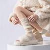 Meias de Tricô Femininas de Outono e Inverno com Pé, Meias Folgadas Vermelho Âncora, Aquecedores de Panturrilha Brancos Versáteis e Modernos Y2K