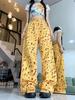 2024 Primavera e Outono Novo Design de Nicho de Cintura Alta Tubo Reto Calças de Perna Larga Estilo Americano Vintage Estampa de Leopardo Jeans para Mulheres