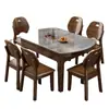 Mesa de comedor de pizarra para uso doméstico, moderna, sencilla y de lujo ligero, mesa de comedor para apartamentos pequeños, madera maciza, extensible y plegable, juego de mesa y silla redonda de doble uso