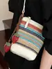 Bolsa de Palha da Moda para Mulheres 2025 Verão Nova Tendência Tecida Ombro Transversal Bolsa Feminina Praia Casual Bolsa de Balde