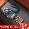 Colar Pingente Thangka do Buda da Medicina de Xizang Pingente de Caixa de Ouro Semi-Pintado à Mão Colar Pingente Portátil Retro Mais Fácil de Combinar