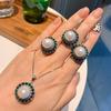 Transmisión en Vivo de Nuevos Pendientes de Perlas Australianas Esmeralda Grandes, Anillos, Collares, Pendientes Largos Estilo Hada Europeos y Americanos para Mujer, Moda al por Mayor