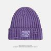 Gorro de punto coreano para mujer, cálido gorro de invierno con protección para los oídos, grueso, resistente al viento y al frío, gorro de lana con letras