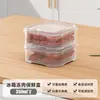 Caja de almacenamiento cuadrada transparente con tapa para guardar carne congelada, cebolletas, jengibre y ajo; caja dosificadora de carne congelada para cocina.