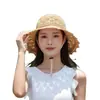 Sombrero de Sol Ondulado Estilo Nuevo de Verano Estilo Coreano Lazo Ala Ancha Sombrero de Paja para Mujer Sombrero de Sol para Playa Estilo Pastoral